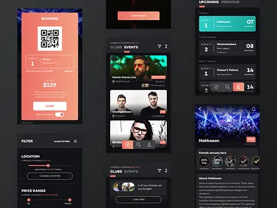 Nightready app concept app dark ui events nightlife sketch tickets uiux