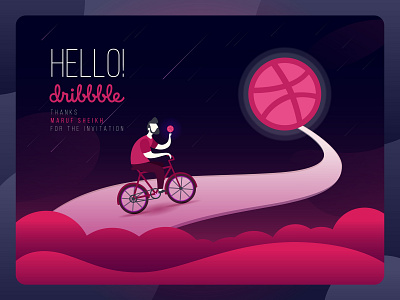 Hello Dribbble! adobe illustrator creative design first first design first post first shot gradient color hello dribble illustration vector art vector illustration vectorart welcome shot