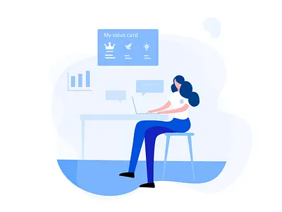 Work hard and work happily app illustration ui