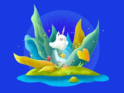 seek botany design illustrations light painting rabbit seek 光 兔子 插画 植物 治愈