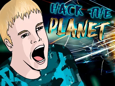 90's style Hack the Planet adobe photoshop art show illustration print
