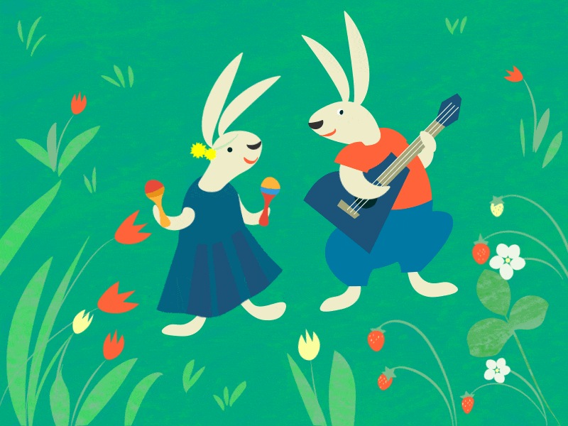 Rabbits gif illustration motion design school