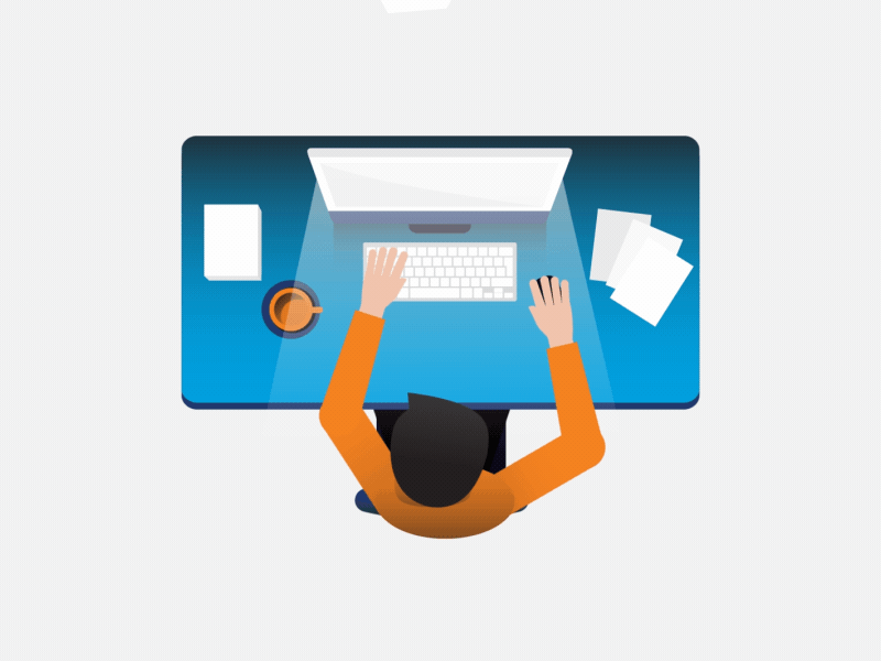 On the Computer animation animation after effects computer desk illustration motion screen technology typing
