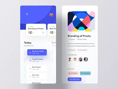Task Management App UI v2 app app ui assign calendar card date details ios app job luova studio menu navigation tags task ui ui design