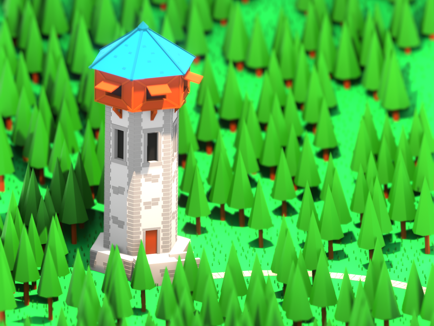 Example of Lowpoly random tower
