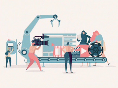 Producing Content 2d animation 2d character abstract abstract design after effect animated gif animation animation design branding character design flat gif icon identity illustration illustrator minimal web