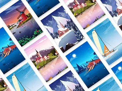 Illustration collection landscape 插画