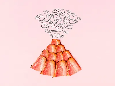 volcanic bacon creative cute drawing food illustration painting photography pigs still life volcanic