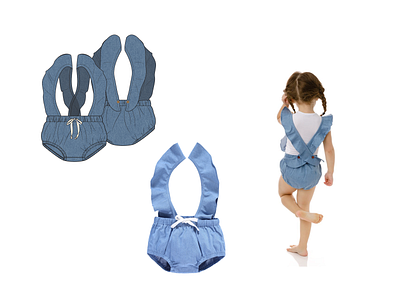 Girls Denim Romper Design apparel design childrenswear design fashion design fashion designer