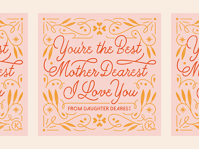 Mother Dearest cursive cute happy mothers day i love you illustration love monoline typography