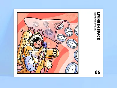 Living in Space — Capturing time alien astronaut capture clock design fantasy illustration kook net planet planets science space spaceman star time 张小哈