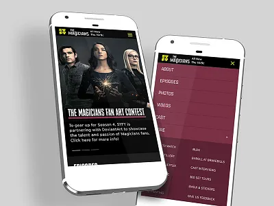 SYFY Mobile Navigation entertainment mobile navigation navigation menu responsive design web design website