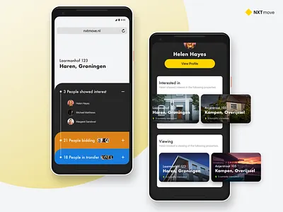 NXTmove: Real Estate concept 3 cards mobile web pixel 2 real estate sketch web