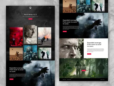 FPS Game A.V.A: DOG TAG Web UI/UX Design app branding card concept design fps fullscreen game illustration logo news newsfeed poster typography ui ui web design ux web web design website