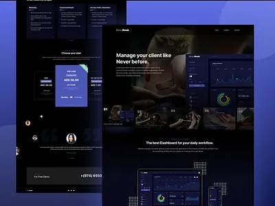 Salon manager | Landing page carousel crm dark ui dashboard illustration landing page minimal ui