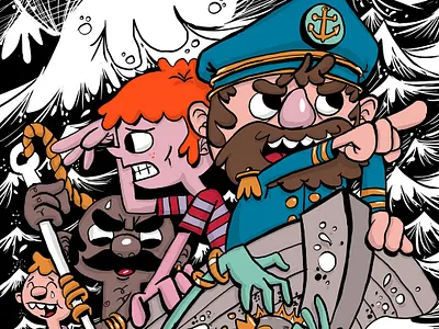 captain azul last journey captain charactedesign children book illustration illustration navigation sailor sea waves