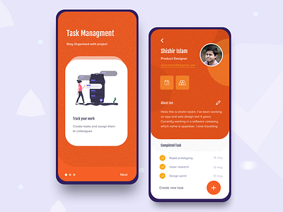 Task management app 2 2019 trend 2020 colorful design trend filter icon design illustration login management app mobile mobile app design onboarding onboarding screen orange profile splash screen task task list task management app user profile