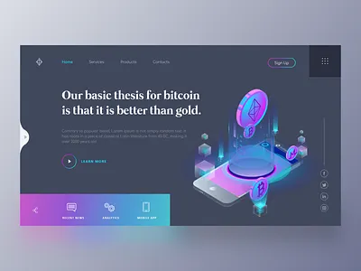 Bitcoin Webpage Concept bitcoin branding clean design finance flat icon illustration interaction design interfacedesign landing page landing page concept logo uidesign ux uxui vector web design webpage website