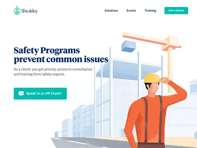 Employee Safety Page construction worker employee human resource illustrated marketing site illustration landingpage management safety webdesign website