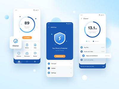 Cleaner & Security App android antivirus app clean cleaner design mobile app progress bar security ui