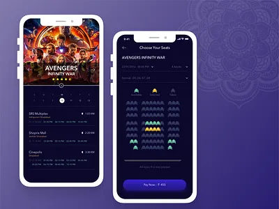 Movie Tickets Booking app application entertainment ios iphone x movie movie booking movie tickets ticket booking ui ui ux ui ux design