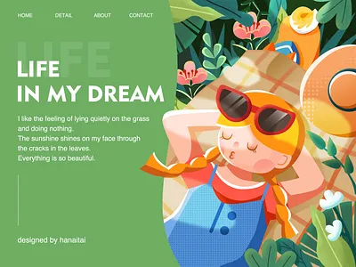 Life In My Dream design flowers girl illustration picnic