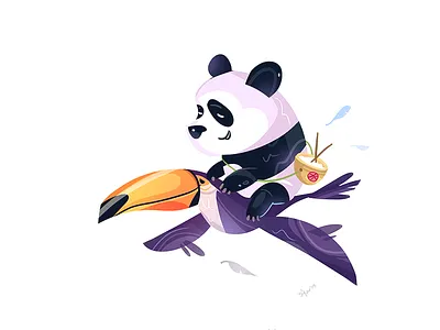 Time To Travel adventure animal bird cartoon character characterdesign coloring friend friends fun illustration panda process spovv toucan travel trip