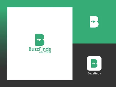 BuzzFinds logo b branding buzz concept dribbbleinvitation dribbbleinvite ecommerce eye flat green icon logo logodesign logomark logotype monogram palette process socialmedia startup