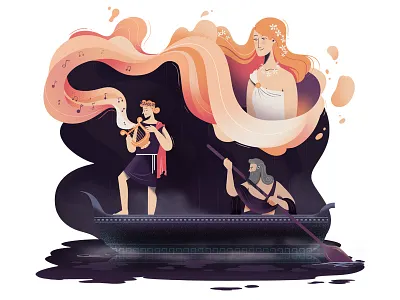 Orpheus and Eurydice animation art character characters design eurydice greek myths illustration minimal motion orpheus texture