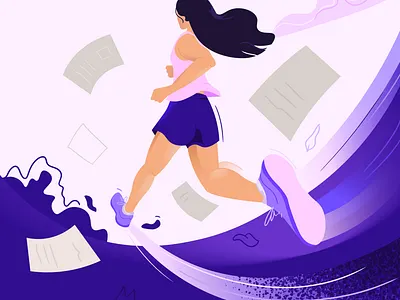 Run & Revise active hiking illustrator jogging mental health run runner running sports trainer vector