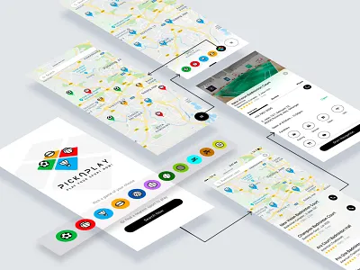 PickNPlay - UI/UX Screenflow mobile application mobile apps play sports sports app sports mobile ui design uiux ux design