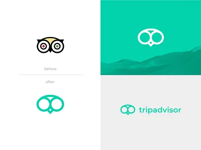 Tripadvisor Logo Redesign animal bird branding concept design green logo owl redesign travel tripadvisor vector