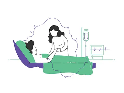 Reanimation charity flat green health healthcare illustration minimalistic patient psychology reanimation vector web