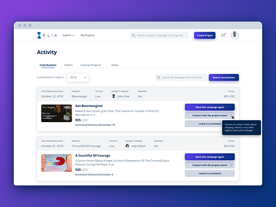 Contributions Page activity contribution design digital elix illustration page products ui ux web