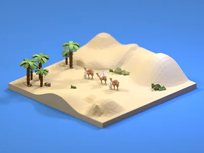 Finding Oasis 3d art blender3d blender3dart design isometric low poly miniature