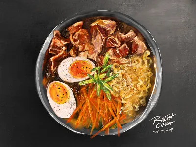 Drawing a delicious ramen using iPad Pro art design flat foodie foodies illustration ramen vector