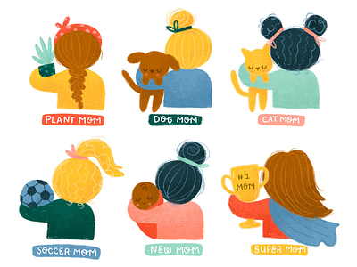 Types of Moms childrensillustration cute illustration mom people