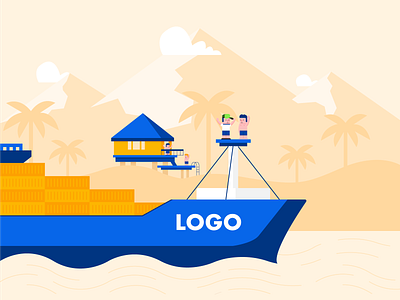 Summer is coming apple clean containers design elements illustration ipad pro ipadpro logistics people procreate procreateapp ship shipping simple vector
