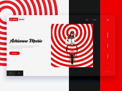 Classy Missy Slider Design banner design branding circular design dribbble flat grid homepage minimal pattern photoshop red slider design sliders typography ui ui designer ui ux ux website