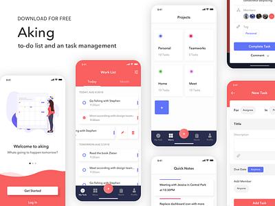 Aking to-do list app UI Kit - Freebie design free freebie freebies sketh task management to do app to do list ui uidesign uikits