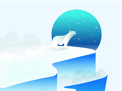 Polar Bear dribbble dribbblers gradients iceberg illustration minimal northpole polarbear starry sky vector art