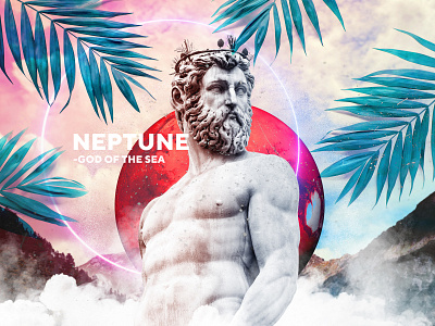 Neptune - God of The Sea color cool design glow god landingpage leaf neptune planet sea statue stronger