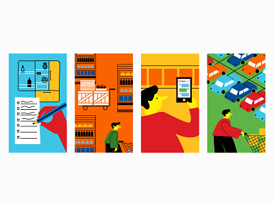 Shopping Journey pt. 2 characters customer journey map design doodle grocery grocery store illo illustration man person shopping cart storyboard vector