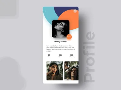 Profile Screen app app design clean clean ui colorful ui colors design mobile app design pattern photography profile screen sketch trend 2019 trending ui ui design user profile ux