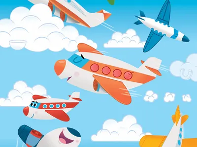 Hidden Picture Art airplanes character digital illustration vector