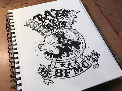 "Rats Get Bats" Illustration art artist bat black and white design drawing illustration ink micron pen pencil pigma rat rats get bats shirt design sketch sketchbook steven skadal