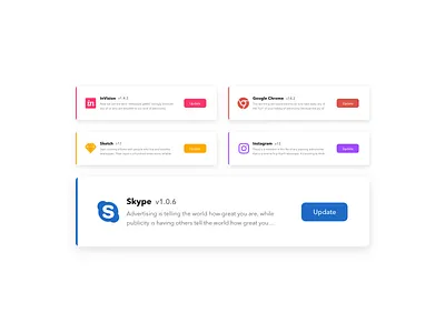 Update Visual branding cards concept design google chrome icon instagram invision logo sketch skype typography ui update vector version visual