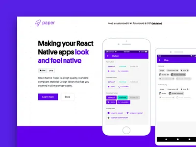React Native Paper Landing android app callstack dots hero ios landing landing page native paper react react native react native paper
