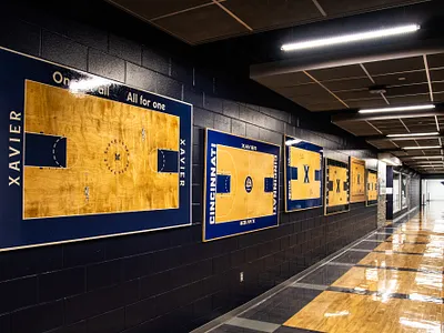 Xavier Environmental Art athletics branding college enviromental graphic identity lounge mural sports sports branding sports design