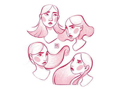 Face Studies anatomy character character art characterdesign design digital 2d digitalart emotion face female character freelance illustrator girls illustration portait procreate school sketchbook sketchbooks sketches